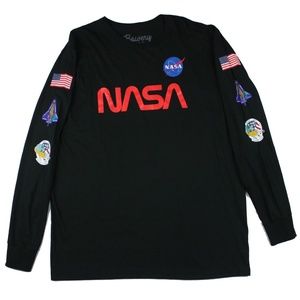 NASA Long Sleeve Black Tee Mission Sleeves